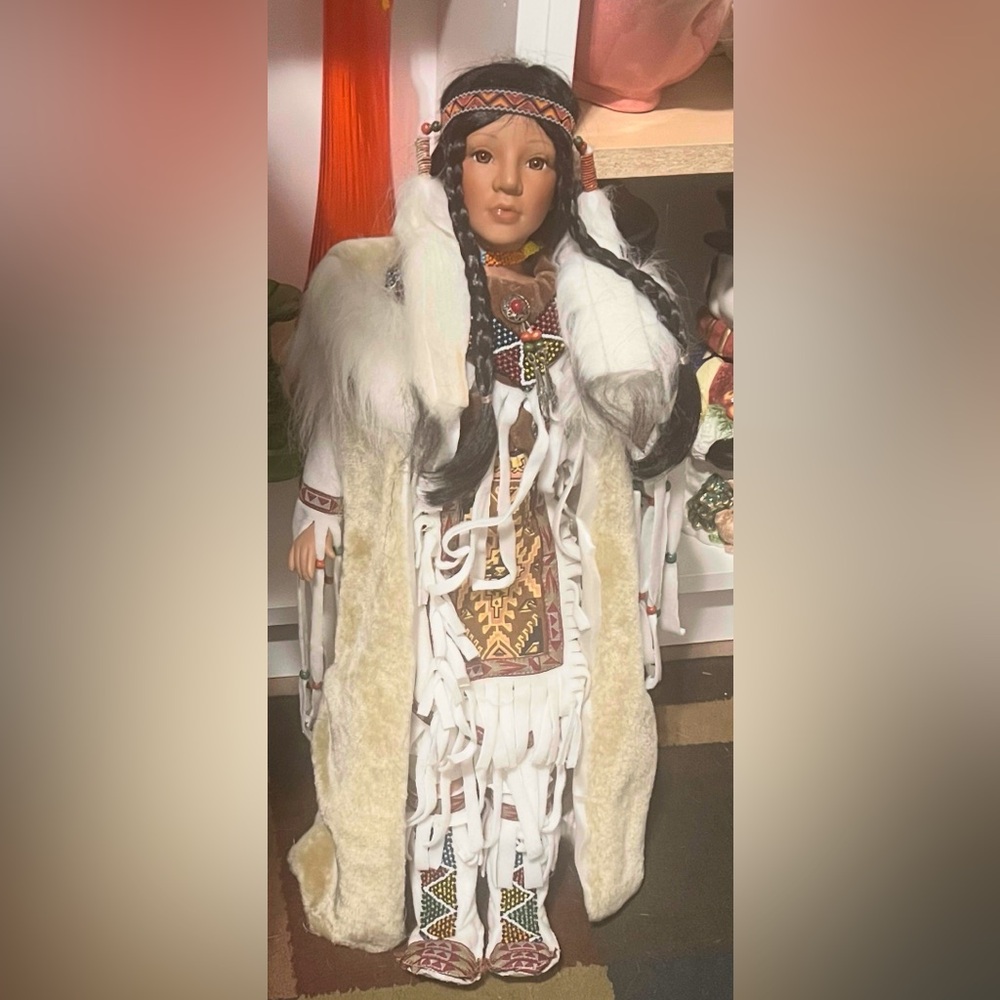 Native American Style Doll with Beaded Attire